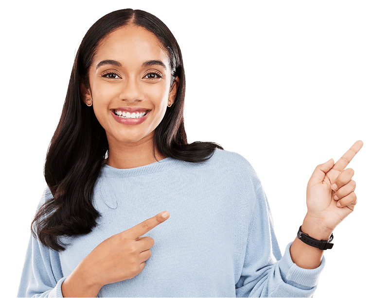 Woman pointing our the differences between hormonal and hormone-free birth control